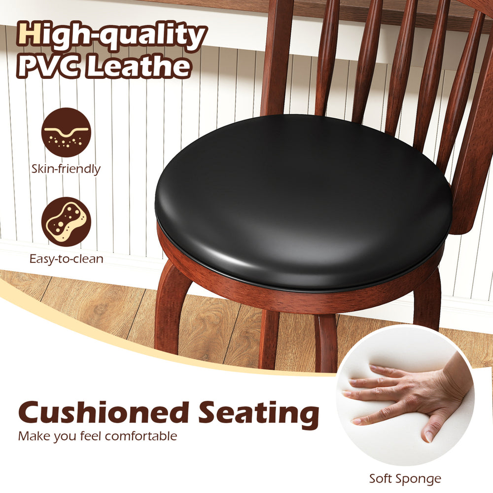 Cushioned swivel seat bar stool in high-quality PVC leather, 24 inches, perfect for kitchen islands and home bars.