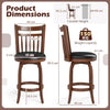 Counter height swivel bar stool with faux leather upholstery, curved backrest, and solid rubber wood for kitchen.