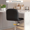 Black swivel bar stool with adjustable height, faux leather seat, and metal base, perfect for kitchens and dining areas.