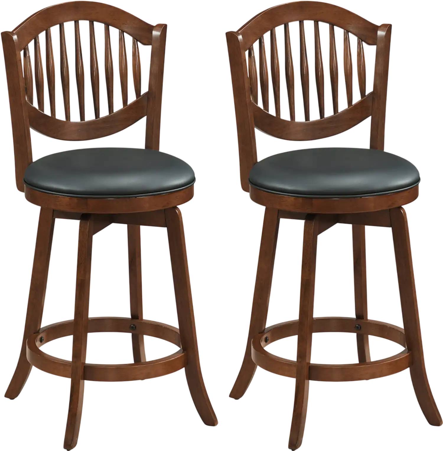 Costway Swivel Bar Stools Set of 2 with Backrest Wood Frame 89126217 New