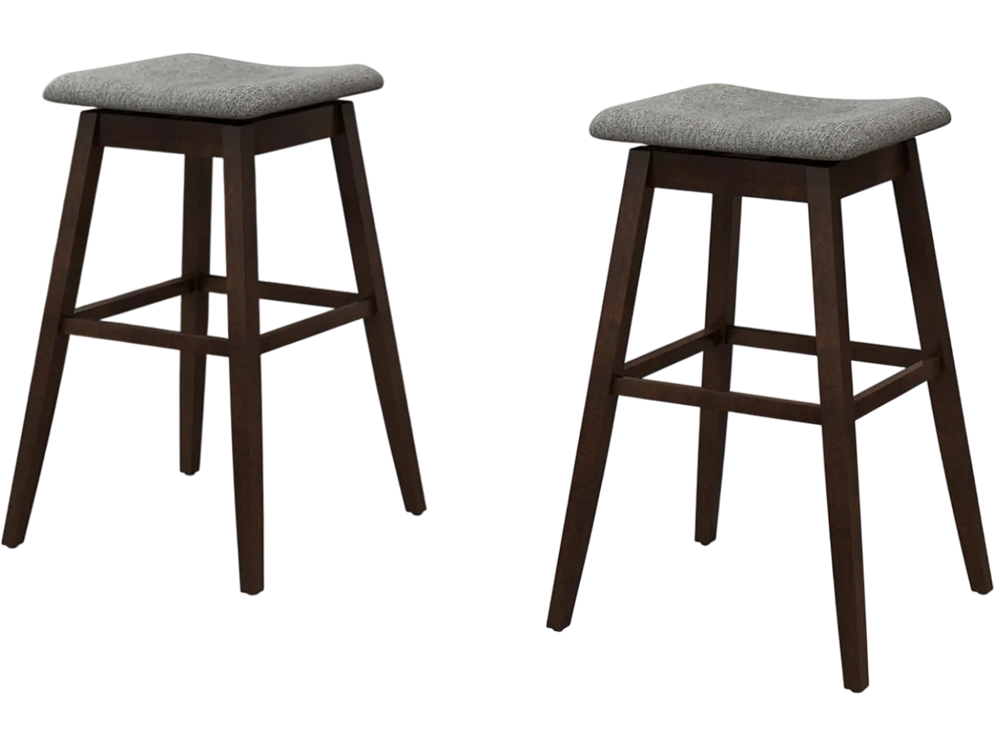 Costway Swivel Bar Stools Set of 2 w/ Footrest Rubber Wood Legs Brown 961485732 New