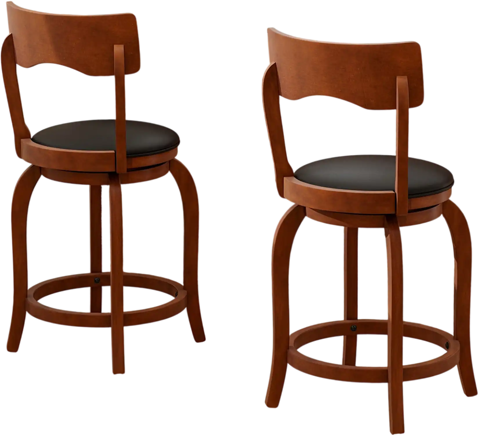 Costway Swivel Bar Stools Set of 2 Upholstered Rubber Wood 24