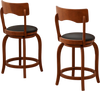 Set of 2 swivel bar stools with rubber wood frame and upholstered seat, perfect for kitchen or bar use.