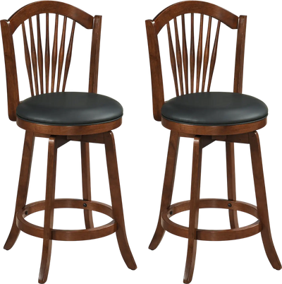 Costway Swivel Bar Stools with Backrests Wood Frame Kitchen Island 20521406 New