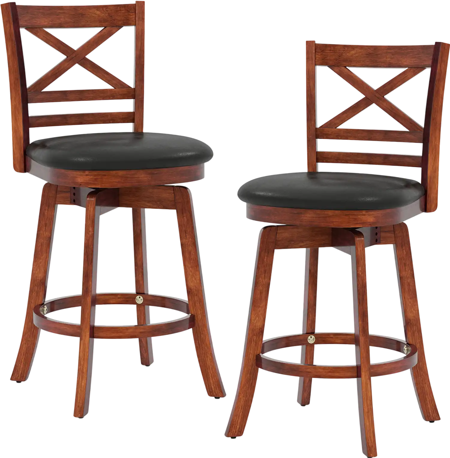 Costway Swivel Bar Stools Set of 2 w/ Backrest Footrest 48062228 New