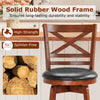Swivel barstool with solid rubber wood frame, waterproof PU leather seat, and ergonomic backrest for kitchen comfort.