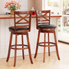 Swivel Barstools Set of 2 with Backrest and Footrest-29 Inches - Gallery View 1 of 8