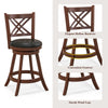 360° swivel upholstered barstool with a hollow backrest and footrest, made of durable rubber wood for kitchen or dining.