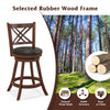 360° swivel upholstered barstool with rubber wood frame, soft PU cover, and footrest, ideal for home bar or kitchen.
