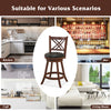 360° swivel upholstered barstool set of 2 in farmhouse style, featuring a backrest and footrest for kitchen or home bar.