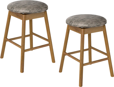 Costway Swivel Counter Height Bar Stools Solid Wood Legs Footrests 88291423 New
