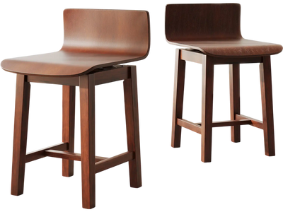Costway Swivel Dining Chairs Set of 2 Low Back Curved Seat Walnut 257831946 New