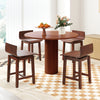 Swivel dining chair set of 2 in walnut with low backs and curved seats, perfect for modern dining areas.
