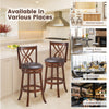 360° swivel counter height chairs with PU leather cushioned seats, ideal for kitchen islands or dining areas.