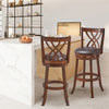 Counter height chair with 360° swivel design, PU leather cushioned seat, and elegant curved backrest for stylish.