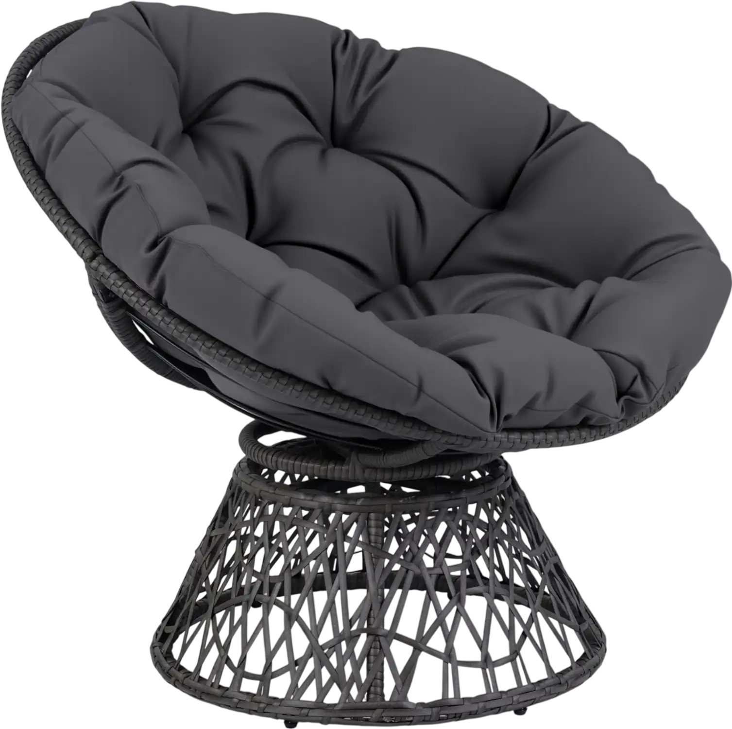 Costway Swivel Papasan Accent Chair Round Wicker Thick Cushion 20164933 New