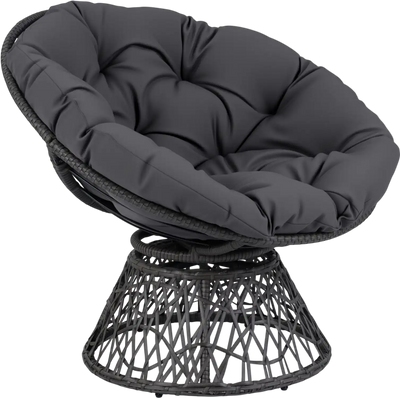 Costway Swivel Papasan Accent Chair Round Wicker Thick Cushion 20164933 New