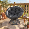 Swivel Papasan Chair Round Wicker Lounge Chair with Thick Cushion-Grey - Gallery View 1 of 10