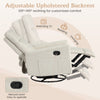Beige swivel rocking chair with adjustable backrest and footrest, perfect for nursery lounging and reading.