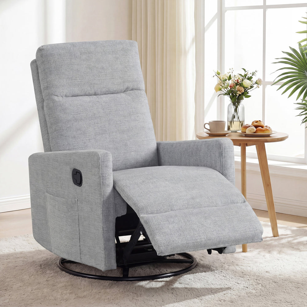 Swivel Rocking Chair 360° Nursery Reclining Rocker Armchair with Cushioned Back-Gray - Gallery View 1 of 10