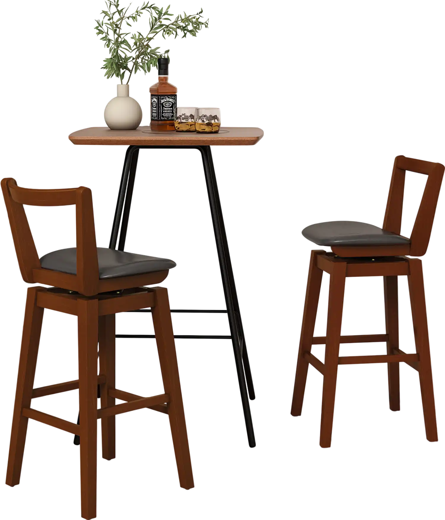 Costway Swivel PU Leather Bar Stool w/ Backrest Cushioned Seat 18764293 New