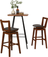 Swivel upholstered PU leather stool with cushioned seat and backrest, ideal for kitchen or bar use.
