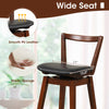 Cushioned 17" wide seat of the swivel PU leather stool with backrest, featuring soft sponge filling for comfort.
