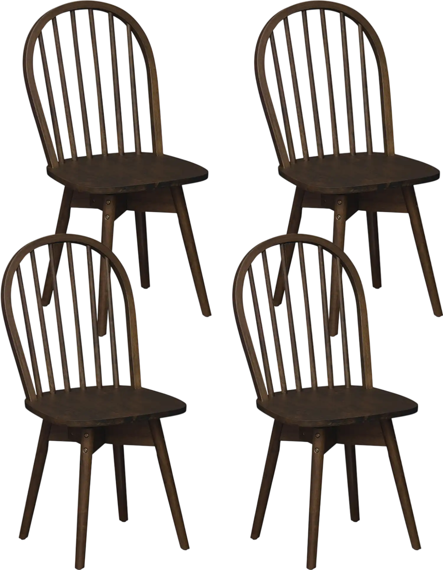 Costway Swivel Windsor Dining Chairs Set of 4 Solid Rubber Wood 21836882 New