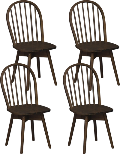 Costway Swivel Windsor Dining Chairs Set of 4 Solid Rubber Wood 21836882 New
