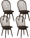 Set of 4 Swivel Windsor dining chairs with solid rubber wood frame in walnut, featuring a comfortable wide seat and.