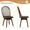 Swivel Windsor dining chair dimensions with solid rubber wood frame in walnut, featuring a comfortable wide seat and.