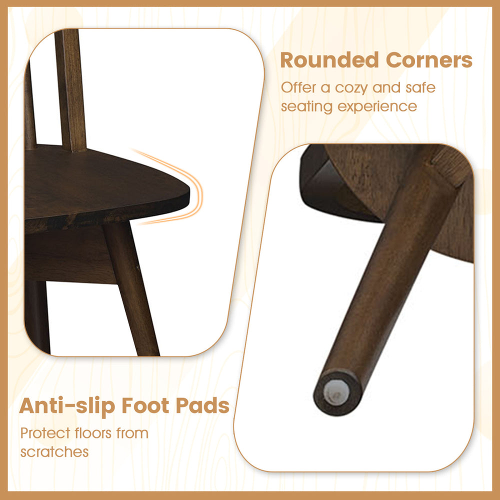Rounded corners and anti-slip foot pads on the Swivel Windsor Dining Chair set protect floors and enhance safety.