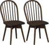 Set of 2 Swivel Windsor dining chairs with solid rubber wood frame in walnut, featuring a comfortable wide seat and.