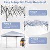 Pop-up canopy tent setup steps showing frame assembly, canopy attachment, and height adjustment for outdoor use.