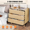 Vevor Natural Rattan Dresser 3-Drawer Boho Style Chest for Bedroom and Living Room New