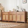 Vevor Buffet Cabinet 90" Rattan with Magnetic Doors and Adjustable Shelves Set of 3 New