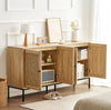 Vevor Rattan Storage Cabinet 59" with 4 Doors and Adjustable Shelves New