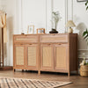 Vevor Buffet Cabinet 63" Rattan with Magnetic Doors and Adjustable Shelves Set of 2 New