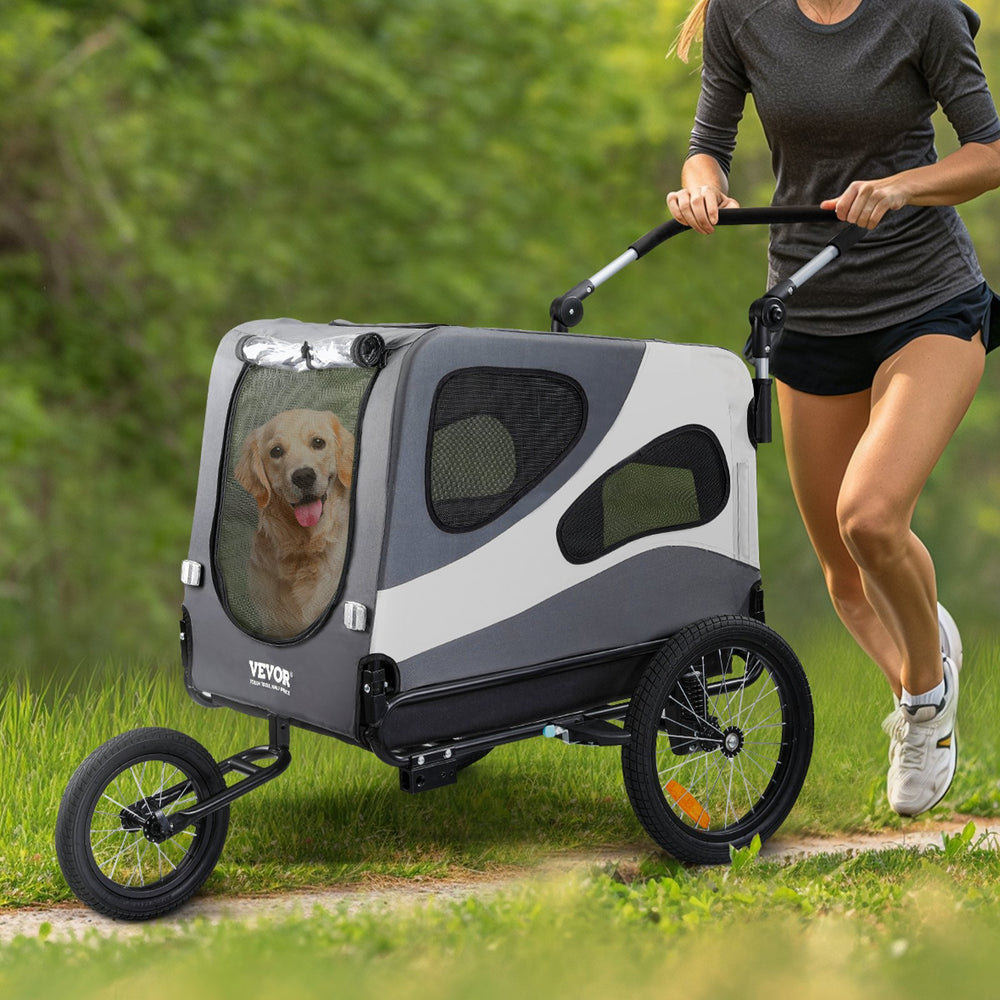 Vevor Dog Bike Trailer 100 lbs. Capacity 2-in-1 Pet Bicycle Stroller Folding Black/Gray New