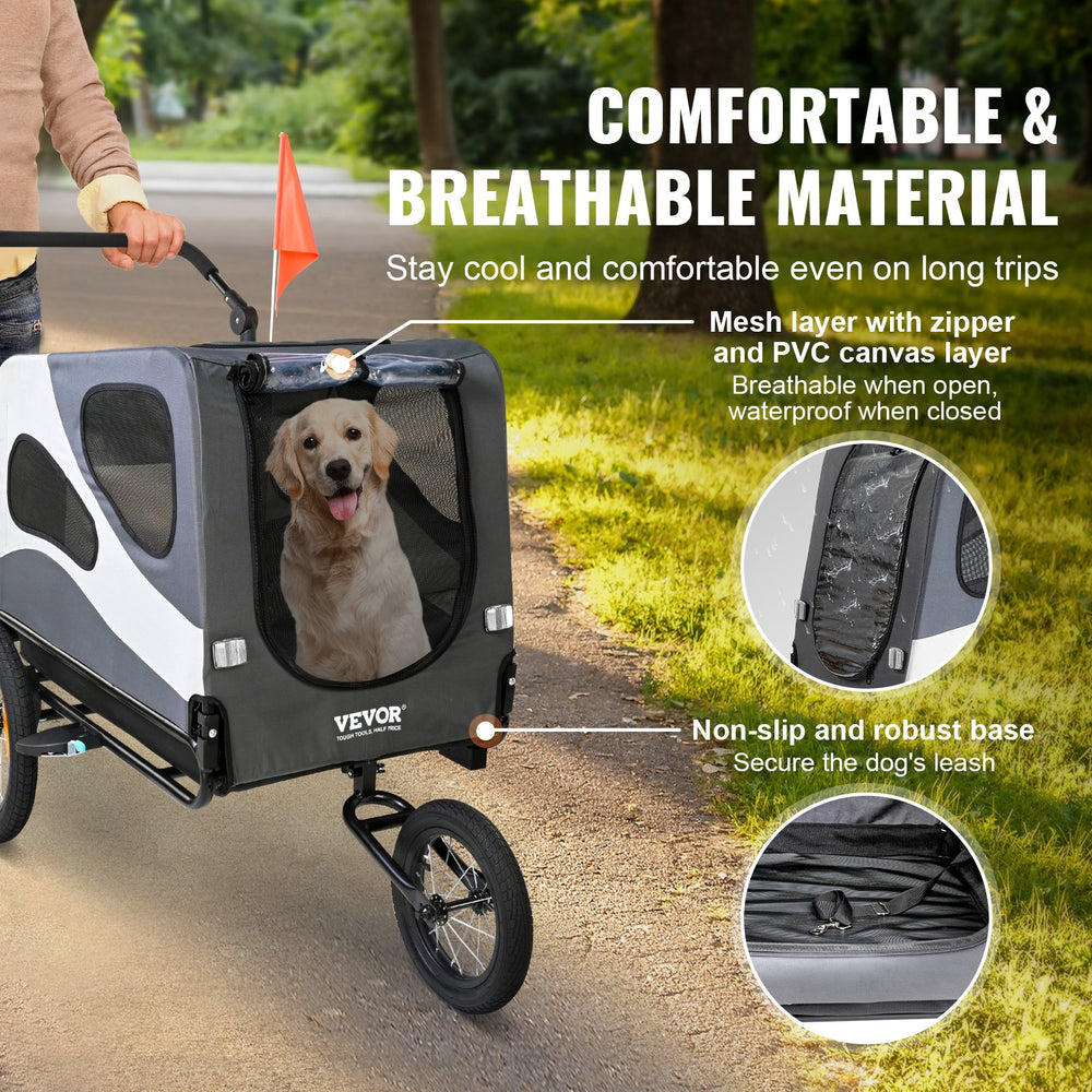 Vevor Dog Bike Trailer 100 lbs. Capacity 2-in-1 Pet Bicycle Stroller Folding Black/Gray New