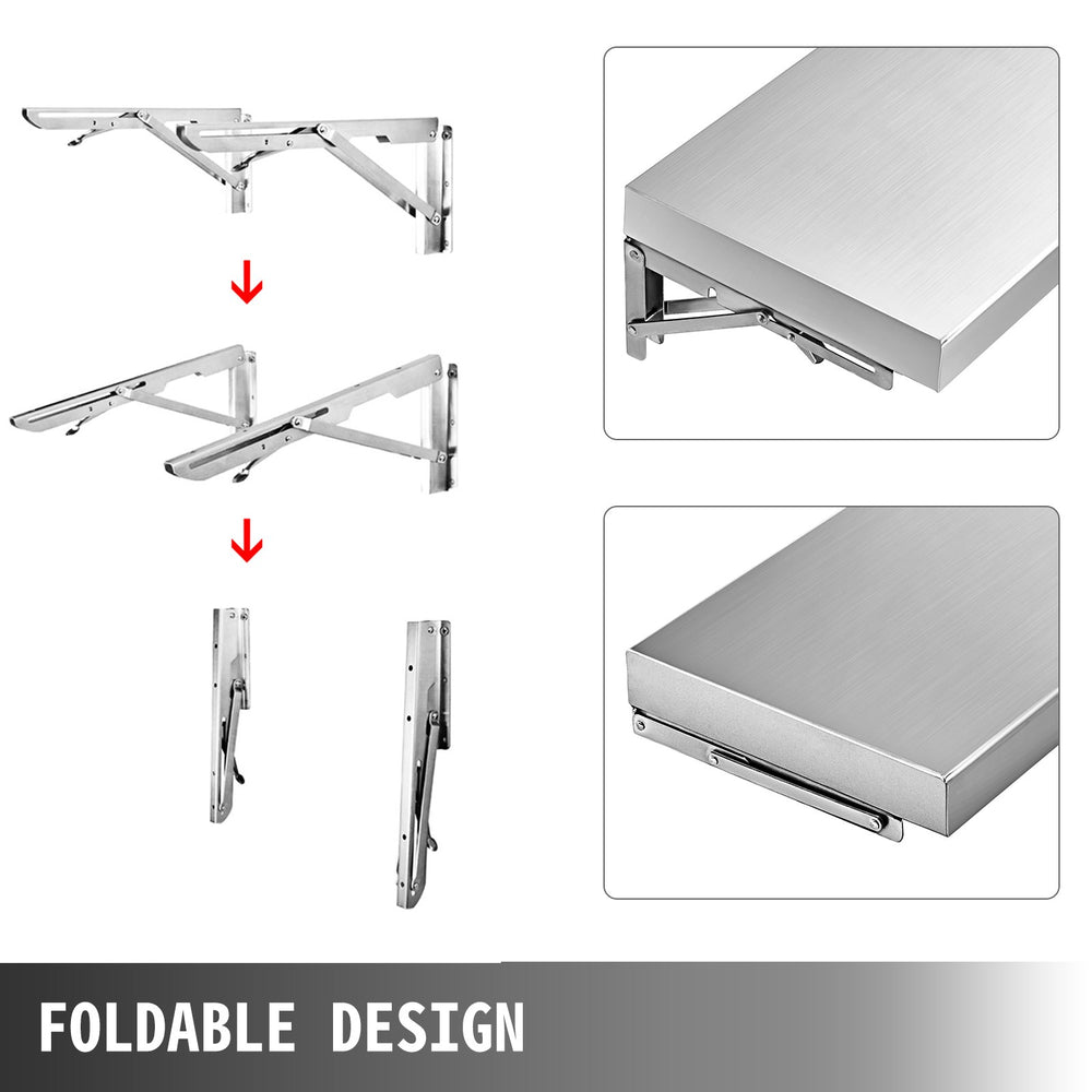 Vevor Concession Shelf 70.8" x 11.4" Stainless Steel Foldable for Food Trailers New