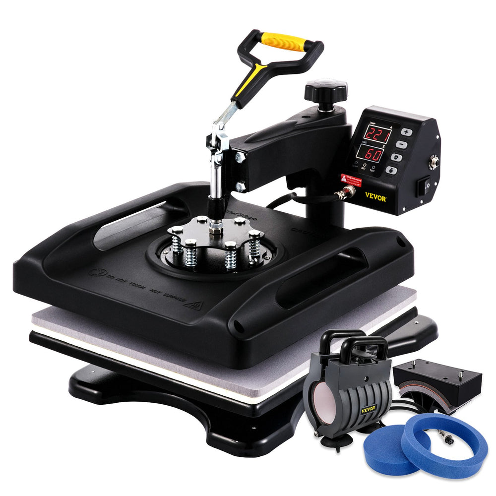 Vevor Heat Press 15" x 15" Digital Control 5-in-1 Sublimation Machine Swing-Away Arm and Fast-Heating New