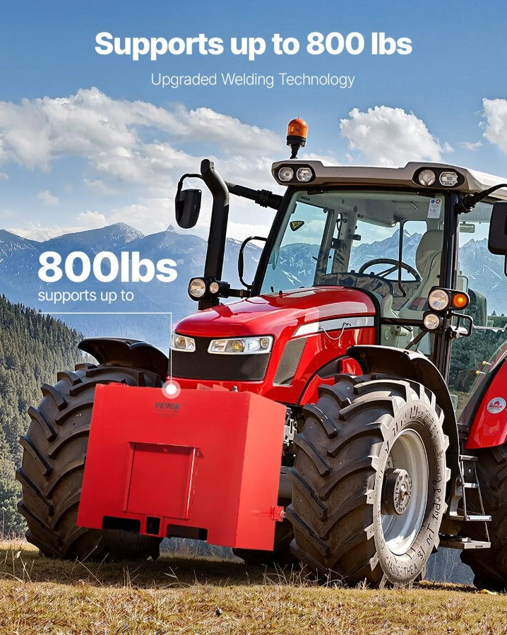 Vevor 3-Point Ballast Box 800 Lb Category 1 Quick Hitch Tractor Counterweight and Tool Holder New