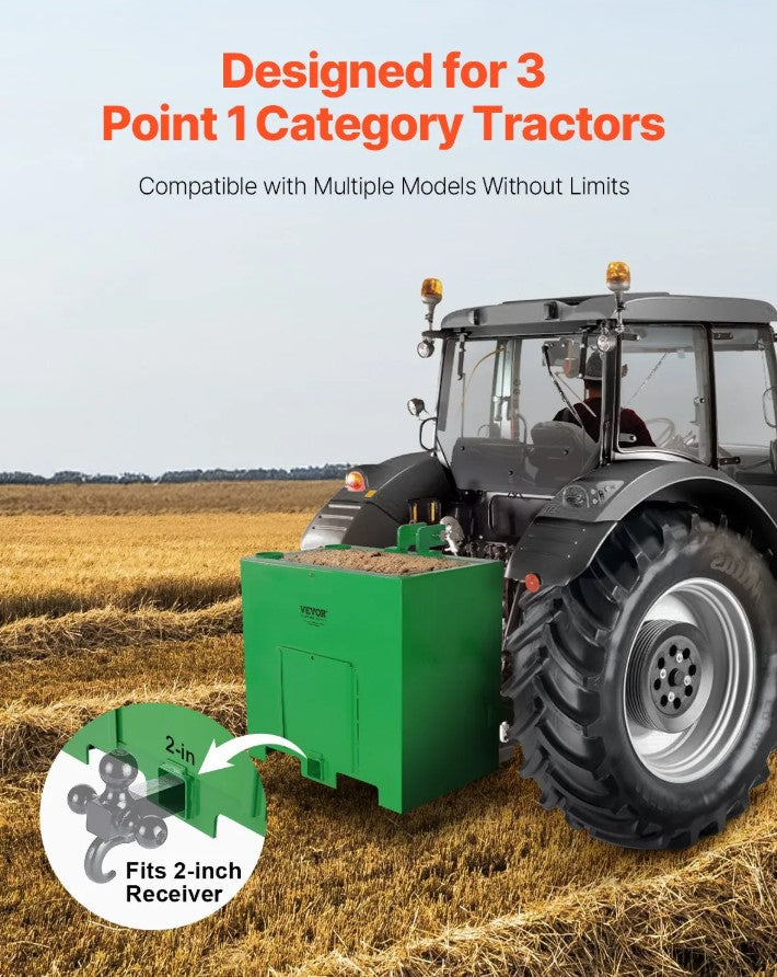 Vevor 3-Point Ballast Box for Category 1 Tractors 800 Lb Capacity Heavy-Duty Steel New