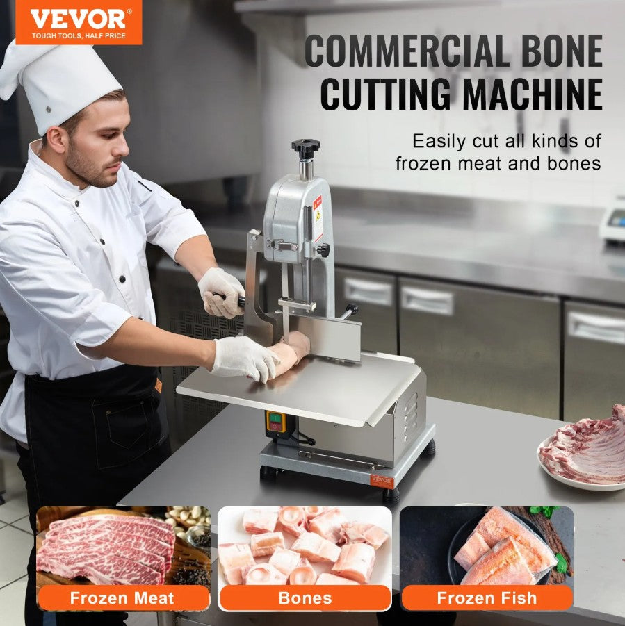 Vevor Commercial Electric Meat Bandsaw 650W with Stainless Steel Blade New
