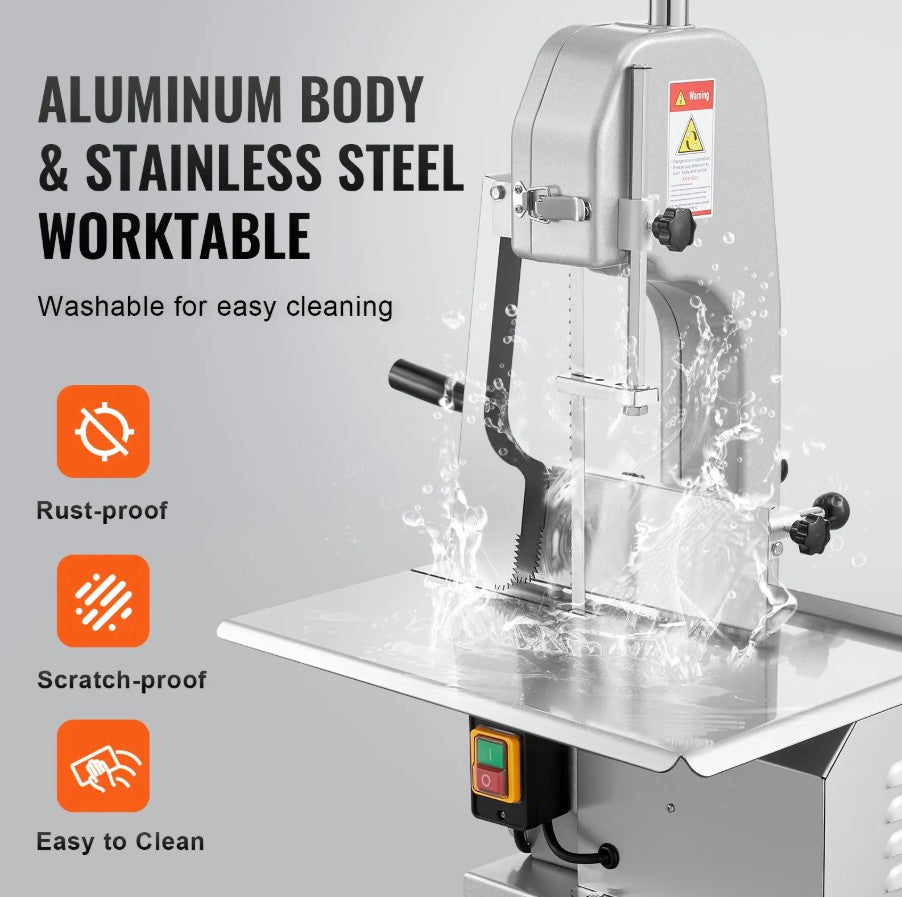Vevor Commercial Electric Meat Bandsaw 650W with Stainless Steel Blade New