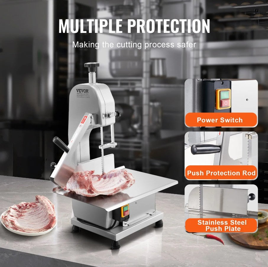 Vevor Commercial Electric Meat Bandsaw 650W with Stainless Steel Blade New