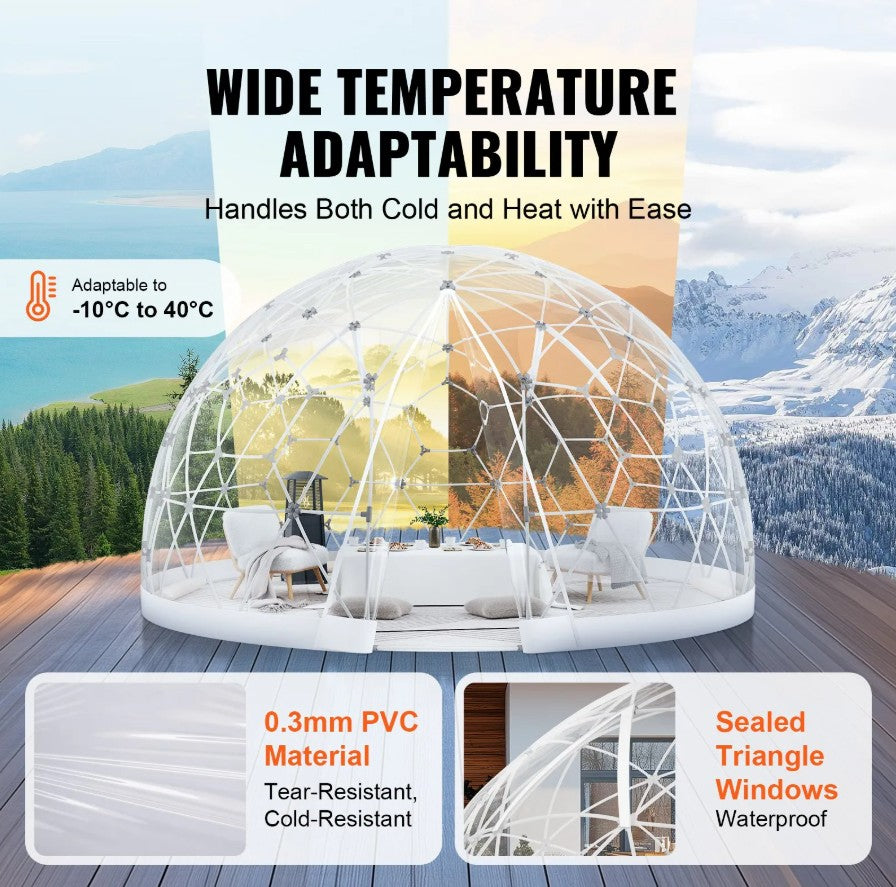 Vevor Transparent Dome Bubble Tent 12' Outdoor Igloo Shelter for Camping and Events New