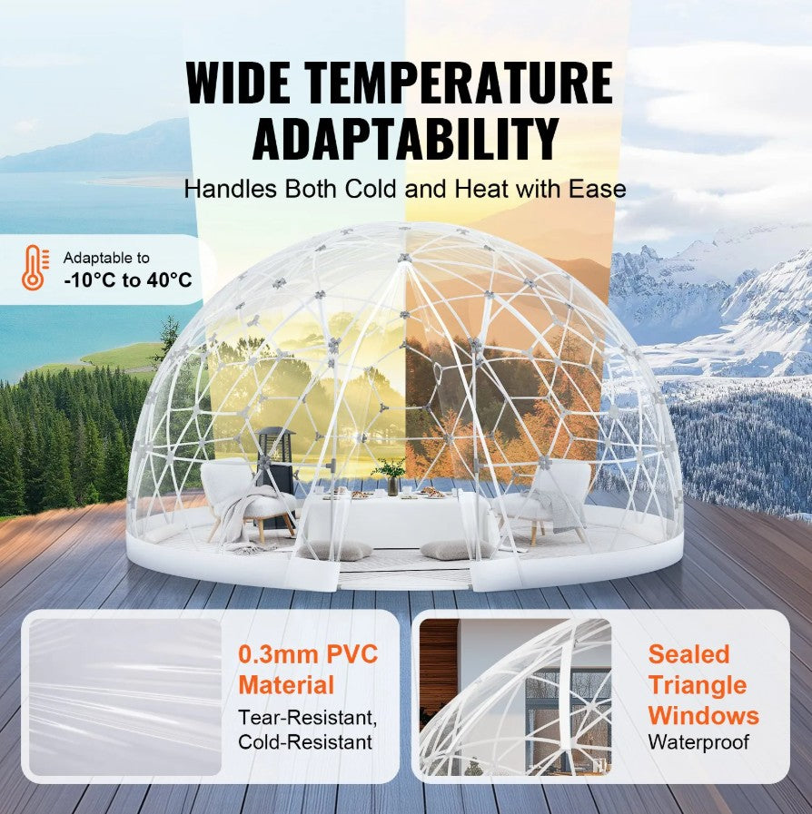 Vevor Transparent Dome Bubble Tent 9.5' Outdoor Igloo Shelter for Camping and Events New