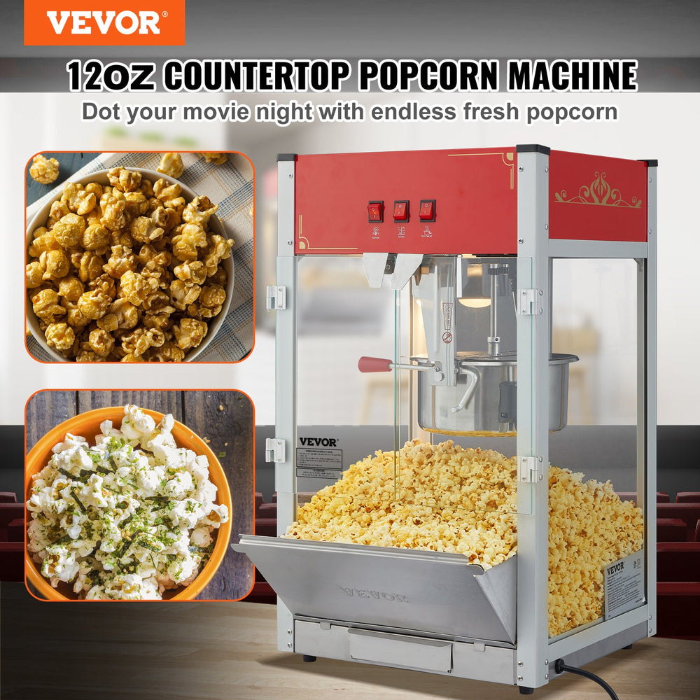 Vevor Popcorn Popper Machine 12 oz Kettle 1440W Countertop Popcorn Maker 80 Cups New